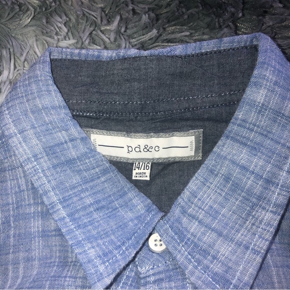 Boys Size 14-16 | pd&c | Blue-Gray Long Sleeves Button-Down Shirt - Picture 5 of 10